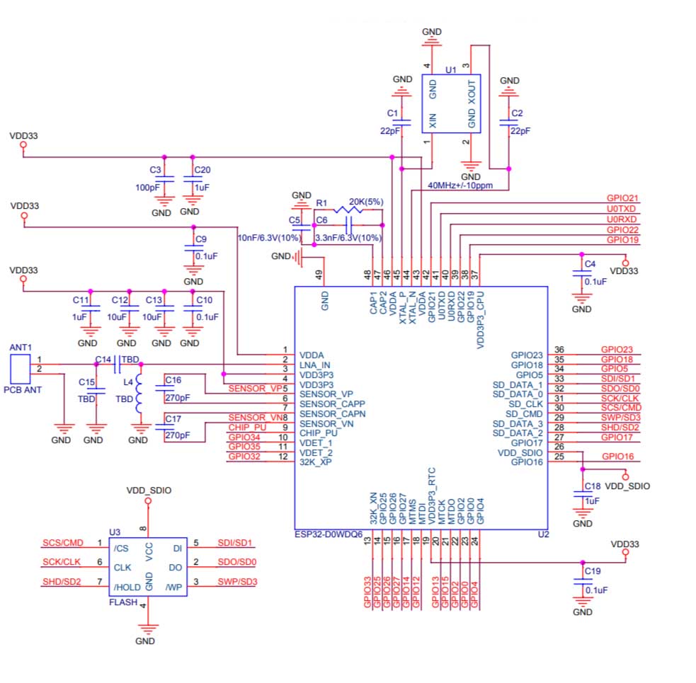 شماتیک esp32 برد